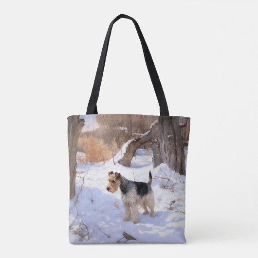 Wire Fox Terrier lässt es Weihnachten schnee Tasche (Rückseite)