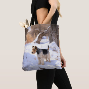 Wire Fox Terrier lässt es Weihnachten schnee Tasche