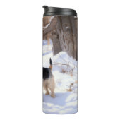 Wire Fox Terrier lässt es Weihnachten schnee Thermosbecher (Nach rechts gedreht)