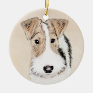 Wire Fox Terrier Malerei - Süße originelle Hundeku Keramikornament