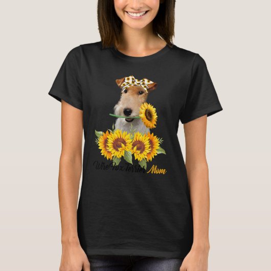 Wire Fox Terrier Mama Sonnenblume Sommer Dog Mama T-Shirt (Vorderseite)