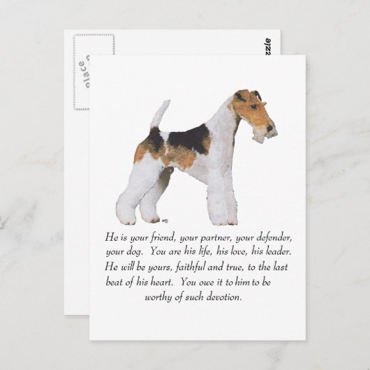Wire Fox Terrier Memory / Dedication MALE Postkarte (Vorne/Hinten)
