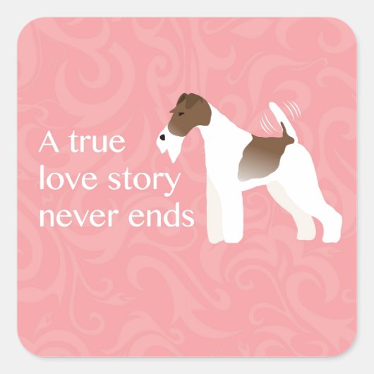 Wire Fox Terrier Minimalistische Silhouette Design Quadratischer Aufkleber (Vorderseite)