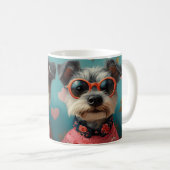 Wire Fox Terrier mit Herz-Rose Valentinstag Kaffeetasse (VorderseiteRechts)