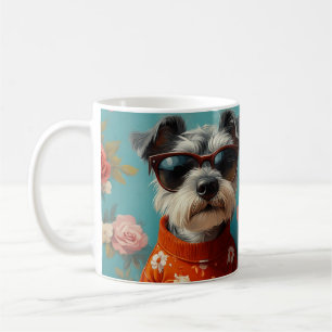 Wire Fox Terrier mit Herz-Rose Valentinstag Kaffeetasse