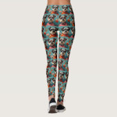 Wire Fox Terrier mit Herz-Rose Valentinstag Leggings (Rückseite)