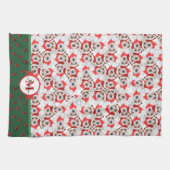 Wire Fox Terrier Muster Monogram Christmas Dog Geschirrtuch (Horizontal)