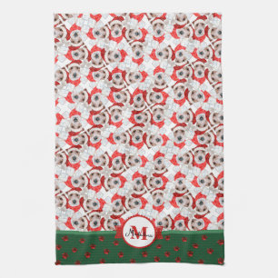 Wire Fox Terrier Muster Monogramm Weihnachten Hund Geschirrtuch