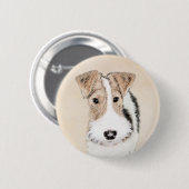 Wire Fox Terrier Painting - Niedliche Original Dog Button (Vorne & Hinten)