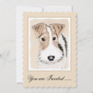 Wire Fox Terrier Painting - Niedliche Original Dog Einladung