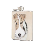 Wire Fox Terrier Painting - Niedliche Original Dog Flachmann (Links)