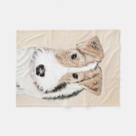 Wire Fox Terrier Painting - Niedliche Original Dog Fleecedecke (Vorderseite (Horizontal))