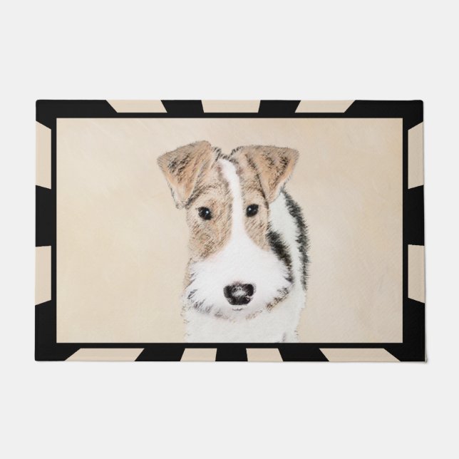 Wire Fox Terrier Painting - Niedliche Original Dog Fußmatte (Vorderseite)