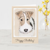 Wire Fox Terrier Painting - Niedliche Original Dog Karte (Gelbe Blume)