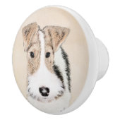 Wire Fox Terrier Painting - Niedliche Original Dog Keramikknauf (Rechts)