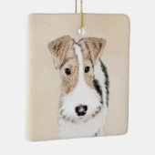 Wire Fox Terrier Painting - Niedliche Original Dog Keramikornament (Rechts)