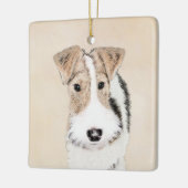 Wire Fox Terrier Painting - Niedliche Original Dog Keramikornament (Links)