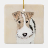 Wire Fox Terrier Painting - Niedliche Original Dog Keramikornament (Rückseite)