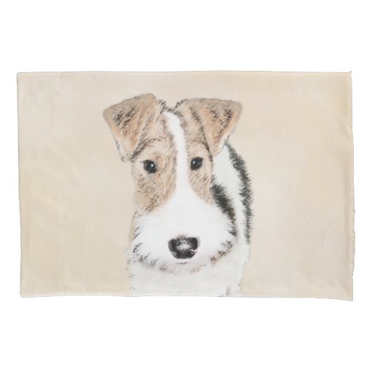 Wire Fox Terrier Painting - Niedliche Original Dog Kissenbezug (Vorderseite)