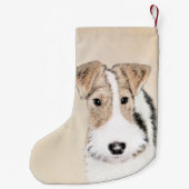 Wire Fox Terrier Painting - Niedliche Original Dog Kleiner Weihnachtsstrumpf (Rückseite)