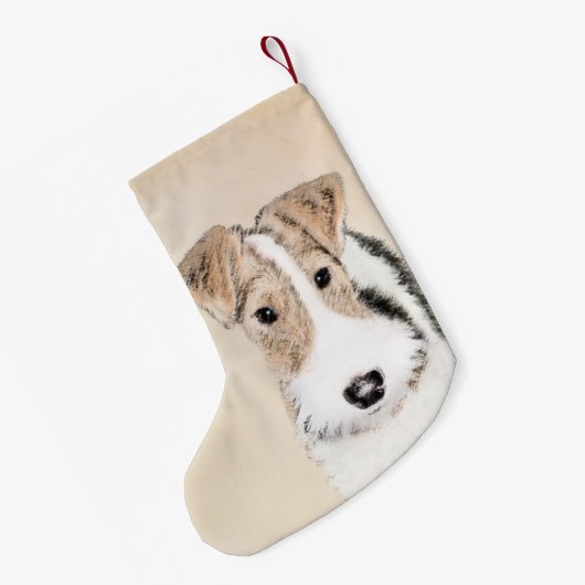 Wire Fox Terrier Painting - Niedliche Original Dog Kleiner Weihnachtsstrumpf (Rückseite (Hängend))
