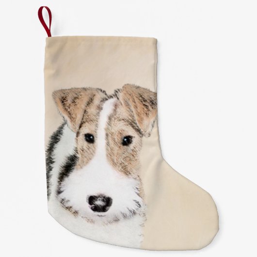 Wire Fox Terrier Painting - Niedliche Original Dog Kleiner Weihnachtsstrumpf (Vorderseite)
