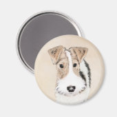 Wire Fox Terrier Painting - Niedliche Original Dog Magnet (Vorderseite/Rückseite)