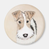 Wire Fox Terrier Painting - Niedliche Original Dog Magnet (Vorne)