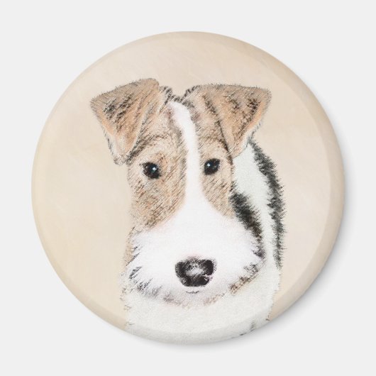 Wire Fox Terrier Painting - Niedliche Original Dog Magnet (Vorne)