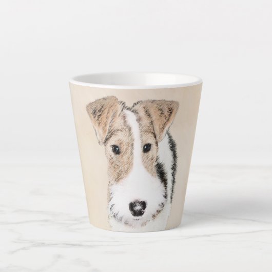 Wire Fox Terrier Painting - Niedliche Original Dog Milchtasse (Vorderseite)