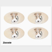 Wire Fox Terrier Painting - Niedliche Original Dog Ovaler Aufkleber (Blatt)