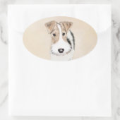 Wire Fox Terrier Painting - Niedliche Original Dog Ovaler Aufkleber (Tasche)