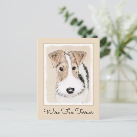 Wire Fox Terrier Painting - Niedliche Original Dog Postkarte (Stehend Vorderseite)