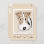Wire Fox Terrier Painting - Niedliche Original Dog Postkarte (Vorne/Hinten)