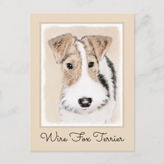 Wire Fox Terrier Painting - Niedliche Original Dog Postkarte (Vorderseite)