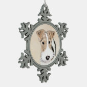 Wire Fox Terrier Painting - Niedliche Original Dog Schneeflocken Zinn-Ornament (Links)