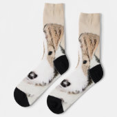 Wire Fox Terrier Painting - Niedliche Original Dog Socken (Linkes Detail)