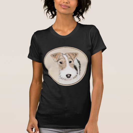 Wire Fox Terrier Painting - Niedliche Original Dog T-Shirt (Vorderseite)