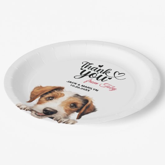 Wire Fox Terrier Pappteller (Schrägansicht)