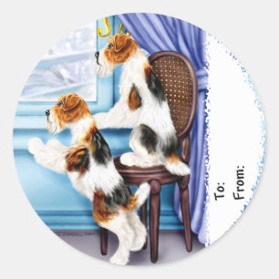 Wire Fox Terrier Parlor Pals Runder Aufkleber