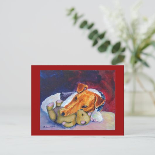 Wire Fox Terrier Postkarte (Stehend Vorderseite)