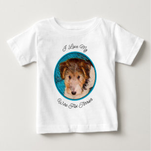 Wire Fox Terrier Puppy Painting - Original Dog Art Baby T-shirt