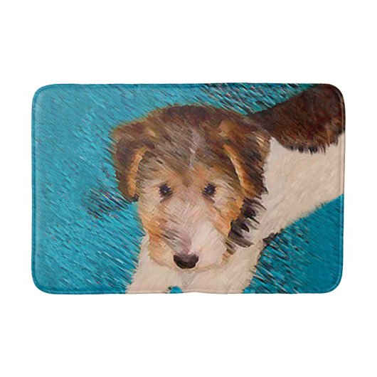 Wire Fox Terrier Puppy Painting - Original Dog Art Badematte (Vorderseite)