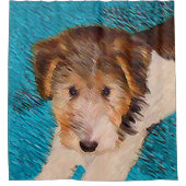 Wire Fox Terrier Puppy Painting - Original Dog Art Duschvorhang (Vorderseite)