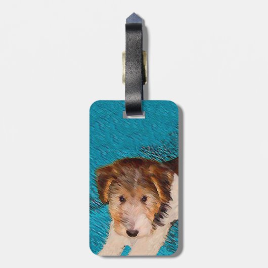 Wire Fox Terrier Puppy Painting - Original Dog Art Gepäckanhänger (Rückseite vertikal)