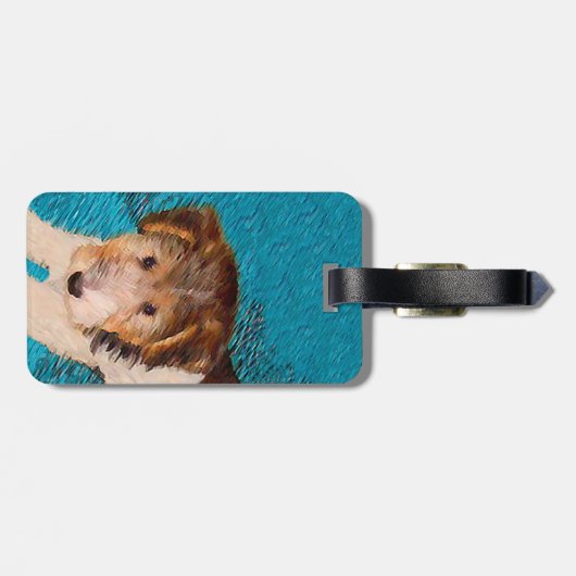 Wire Fox Terrier Puppy Painting - Original Dog Art Gepäckanhänger (Rückseite horizontal)