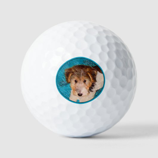 Wire Fox Terrier Puppy Painting - Original Dog Art Golfball (Vorderseite)