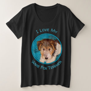 Wire Fox Terrier Puppy Painting - Original Dog Art Große Größe T-Shirt