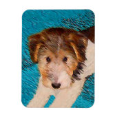Wire Fox Terrier Puppy Painting - Original Dog Art Magnet (Vertikal)
