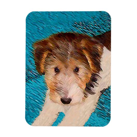 Wire Fox Terrier Puppy Painting - Original Dog Art Magnet (Vertikal)